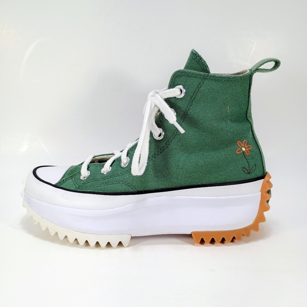 CONVERSE Chuck Taylor Run Star Hike Hi Womens 5.5 Green Floral Embroidered Shoes - Picture 4 of 11